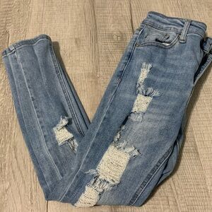 WAX Jean Mid Rise Distressed Skinny Jeans